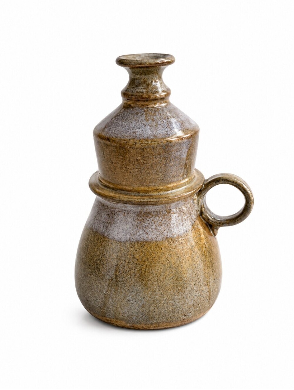 Signed Reactive Gray Glazed Stoneware Pottery Cruet